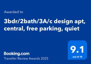 Certifikát, hodnocení, plakát nebo jiný dokument vystavený v ubytování 3bdr-2bath-3Ac design apt, central, secured parking, quiet