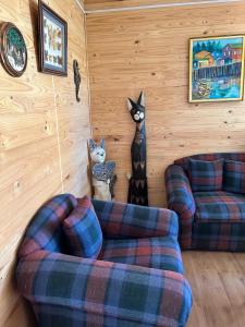 Posezení v ubytování Cabaña los Gansos Playa Bosque Grill Wi-Fi TV