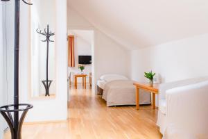 Televízia a/alebo spoločenská miestnosť v ubytovaní Appartements Stranach