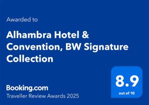 Certifikát, hodnocení, plakát nebo jiný dokument vystavený v ubytování Alhambra Hotel & Convention, BW Signature Collection