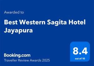 Ein Zertifikat, Auszeichnung, Logo oder anderes Dokument, das in der Unterkunft Best Western Sagita Hotel Jayapura ausgestellt ist