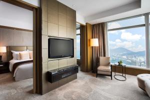 A television and/or entertainment centre at The Ritz-Carlton, Hong Kong