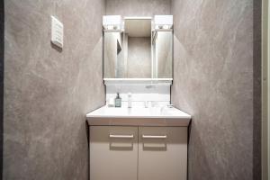 un bagno con lavandino e specchio di The Gracious a Sapporo