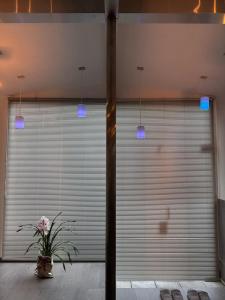 a room with a large window with a potted plant at I FINK a HOUSE in Okayama +46 photos