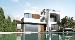 a rendering of a house with a swimming pool at New Luxury Georgia Beach Villa II in Argaka