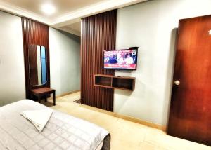 TV a/nebo společenská místnost v ubytování Hotel the terminal