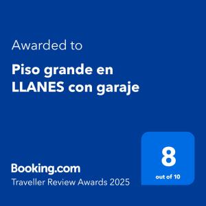 Piso grande en LLANES con garaje في يانس: لقطة شاشة هاتف مع النص الممنوح لبيانو غراند إن حارات