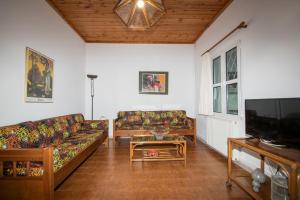 Una televisión o centro de entretenimiento en Acropole Laganas Holiday House by "elite"