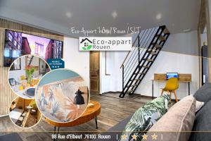 Televízia a/alebo spoločenská miestnosť v ubytovaní Eco-Appart'hôtel Rouen - SLT