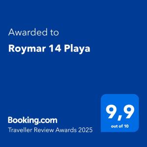 Certifikát, ocenenie alebo iný dokument vystavený v ubytovaní Roymar 14 Playa