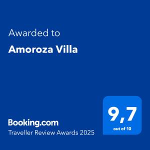 Certifikát, ocenenie alebo iný dokument vystavený v ubytovaní Amoroza Villa
