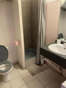 a bathroom with a toilet and a sink and a shower at Grand appartement Le Prado avec terrasse in Montpellier