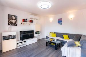 a living room with a couch and a tv at Apartment Kampor 1 in Kampor