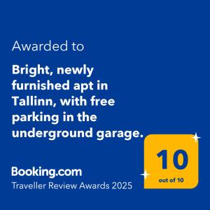 Sijil, anugerah, tanda atau dokumen lain yang dipamerkan di Newly furnished apt in Tallinn with free parking in the underground garage