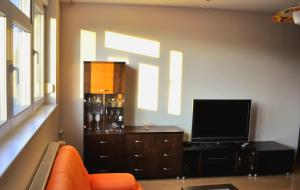 Televízia a/alebo spoločenská miestnosť v ubytovaní Cozy 1 bed top floor apartment in the Old town Bratislava
