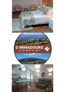 a collage of two pictures of a bedroom and a living room at O Miradouro in Angra do Heroísmo