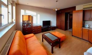 Televízia a/alebo spoločenská miestnosť v ubytovaní Cozy 1 bed top floor apartment in the Old town Bratislava