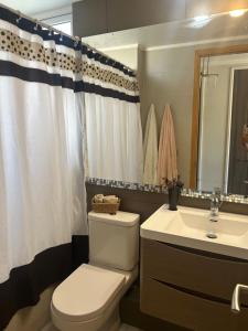 un baño con inodoro y lavabo en Vista espectacular en Viña Centro, en Viña del Mar 29 fotos más