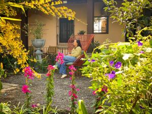 Garður fyrir utan Bloom Hostel