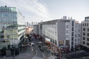 an overhead view of a city street with buildings at City Center Residence Free Parking in Bratislava