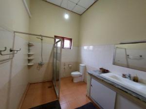 a bathroom with a shower and a sink and a toilet at Grace Green Ville in Negombo