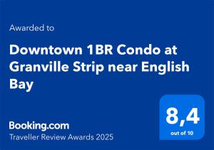 Gallery image of Cozy Downtown 1BR Condo In the City Centre in Vancouver