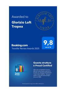 Certifikát, ocenenie alebo iný dokument vystavený v ubytovaní Glorizio Loft Tropea