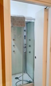 a mirror in a bathroom with a shower at Casa Giannina in Germignaga