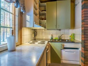 uma cozinha com armários verdes e uma pia em Holiday Home Aittoniemi i by Interhome em Hopsu mais 10 fotografias