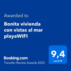 a screenshot of a cell phone with the text awarded to bonita venezuela at Bonita vivienda con vistas al mar playaWIFI in Radazul