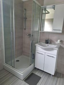 a bathroom with a shower and a sink at Apartment Mate in Bibinje