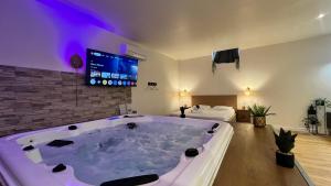 Televisyen dan/atau pusat hiburan di SUITE LA SERENITA - JACUZZI - CLIM - WIFI - TopProsConciergerie