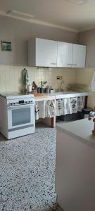 a kitchen with white appliances and white cabinets at Villa Maison de campagne 04 Vacheres Luberon 3 chambres 8 personnes in Vachères