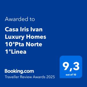 Certyfikat, podpis lub inny dokument wystawiony w obiekcie Casa Iris Ivan Luxury Homes 10ªPlta Norte 1ªLinea