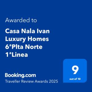 Certifikát, ocenenie alebo iný dokument vystavený v ubytovaní Casa Nala Ivan Luxury Homes 6ªPlta Norte 1ªLinea
