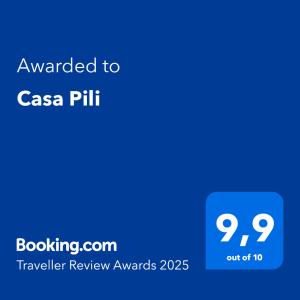Certifikát, hodnocení, plakát nebo jiný dokument vystavený v ubytování Casa Pili