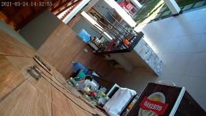 an overhead view of a kitchen with a table at Casa de Alicia in Prado