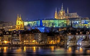 Nespecifikovaný výhled na destinaci Praha nebo výhled na město při pohledu z apartmánu