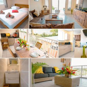 a collage of photos of a hotel room at Anse Caraïbes Appartement in Les Trois-Îlets
