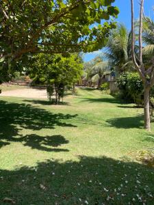 a green yard with trees and green grass at Vila Ybirá in Taíba