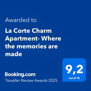Certificato, attestato, insegna o altro documento esposto da La Corte Charm Apartment- Where the memories are made
