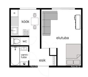 Půdorys ubytování Modern Studio Apartment
