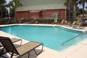 a large swimming pool with lounge chairs in a hotel at Cozy UF Condo - Near Shands UF VA on Archer Road ! in Gainesville