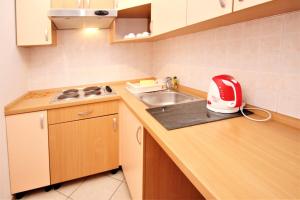 Kuchyň nebo kuchyňský kout v ubytování Apartments Lucijana