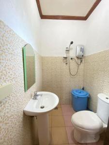 a bathroom with a sink and a toilet and a shower at Sandingan Homestay in Loon