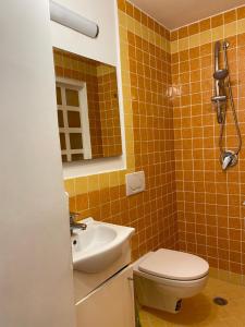 a bathroom with a toilet and a sink at Positano's Flats in Positano