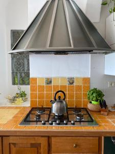 a tea kettle on top of a stove in a kitchen at Positano's Flats in Positano