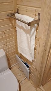 a small bathroom with a toilet and a towel at B&B De SluisPod in Hoogeveen +36 photos