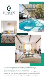 un collage de fotos de una casa con piscina en Private Pool Home near 5th Ave Old Naples and Beach, en Naples