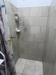 a bathroom with a shower with a tiled shower at Schultz Apartamento in Alajuela +20 photos